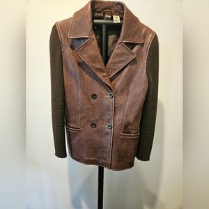 LIKE,LOVE LEATHER, AND KNIT SWEATER JACKET SIZE LARGE, UNISEX